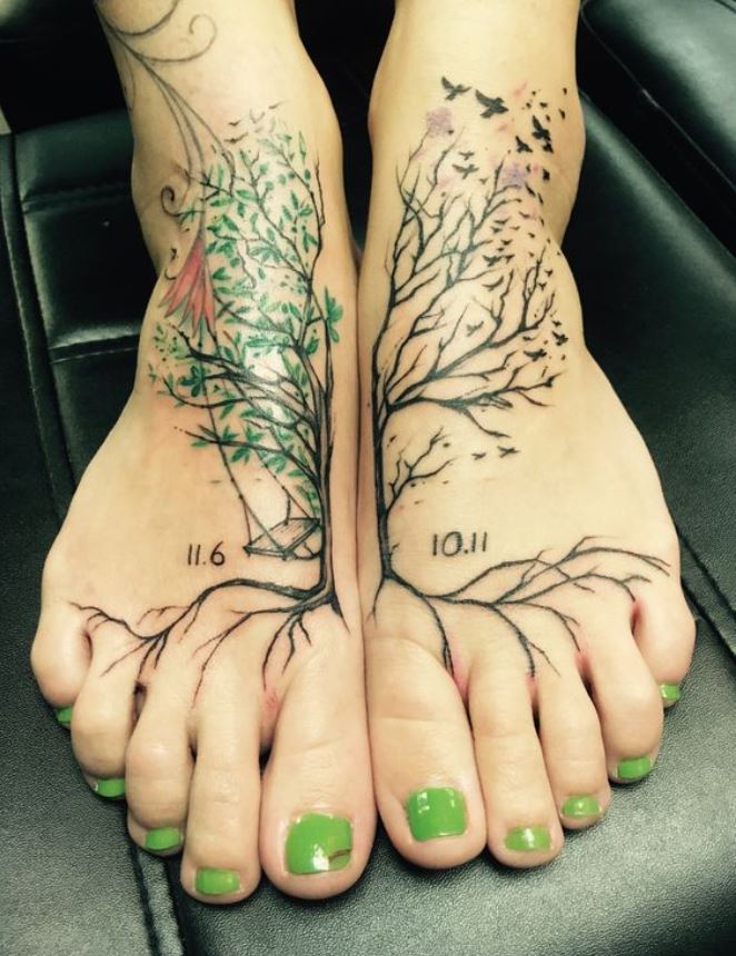  Tatouage Arbre De Vie Sur Les Pieds 