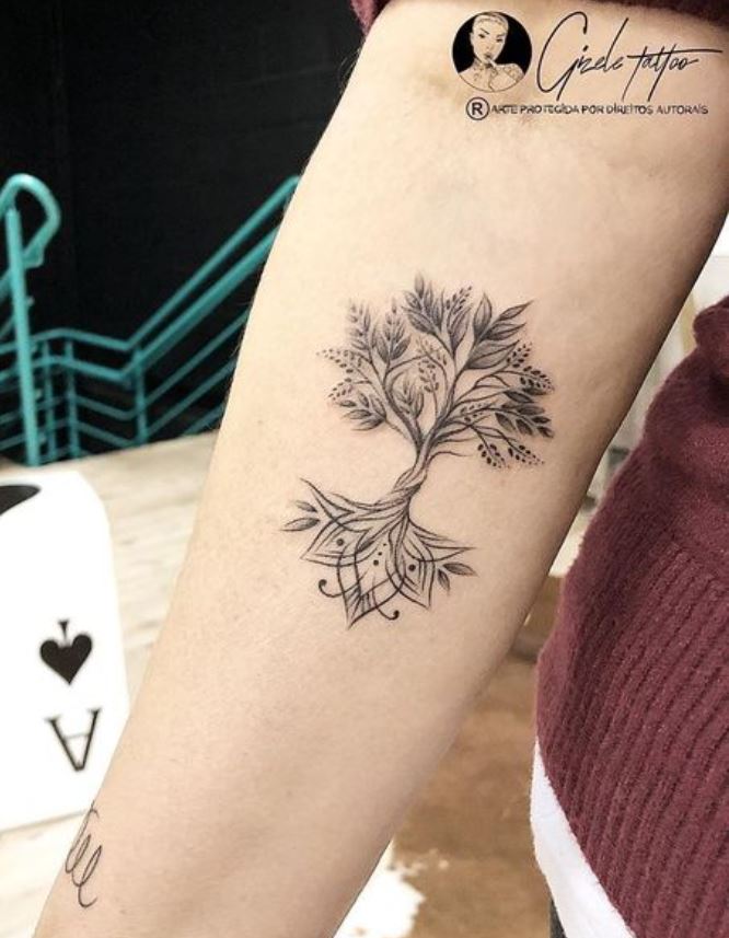 Tatouage Arbre De Vie Mandala Minimaliste 