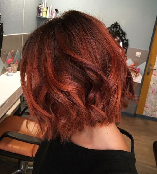Coloration Auburn Cheveux Courts En Demi Vague 