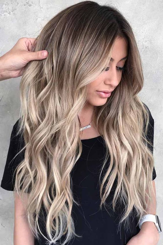 Ombré Hair Cheveux Longs Ondulés Blond Chaud 