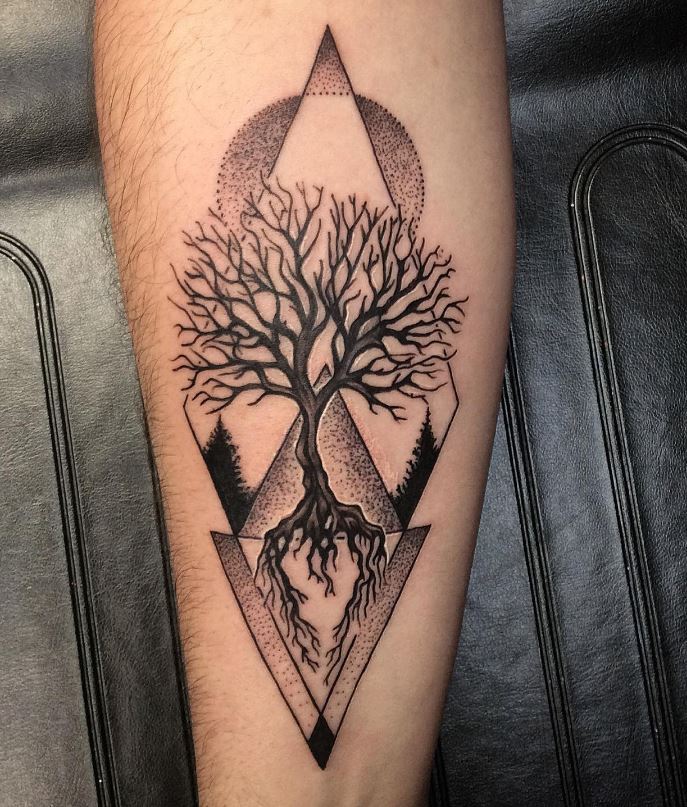 Tatouage Arbre De Vie Et Figures Géométriques 