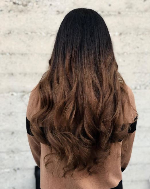 Ombré Hair Cheveux Longs Ondulés Brun 