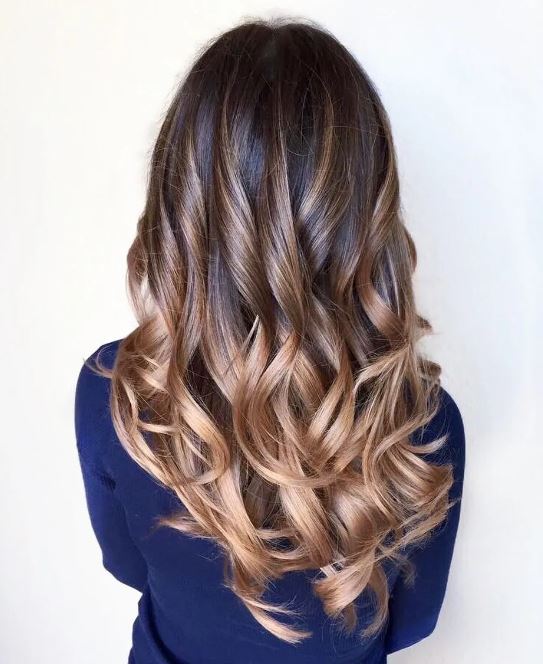 Ombré Hair Cheveux Longs Ondulés Caramel 