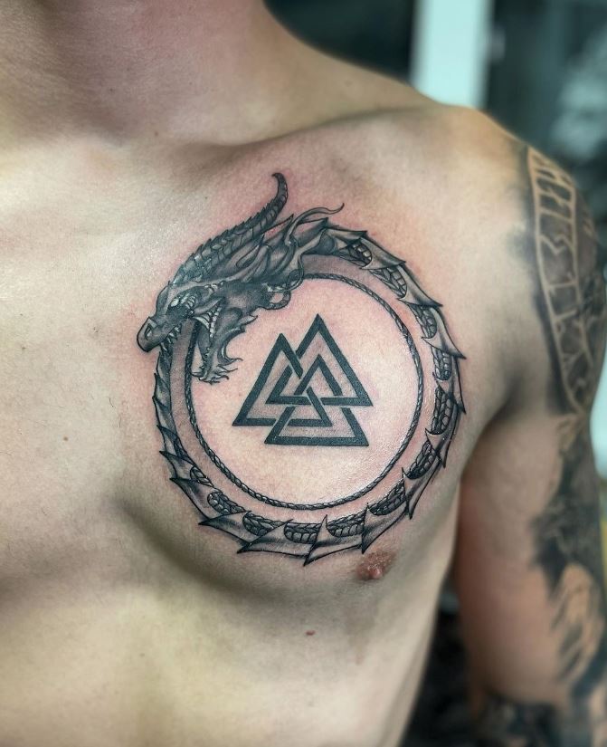 Tatouage Viking Dragon Ouroboros Et Valknut 