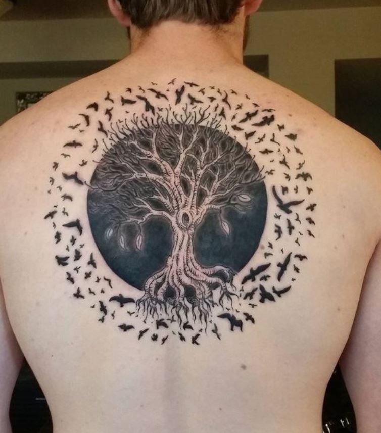  Tatouage Arbre De Vie Et Cercle D'oiseaux 