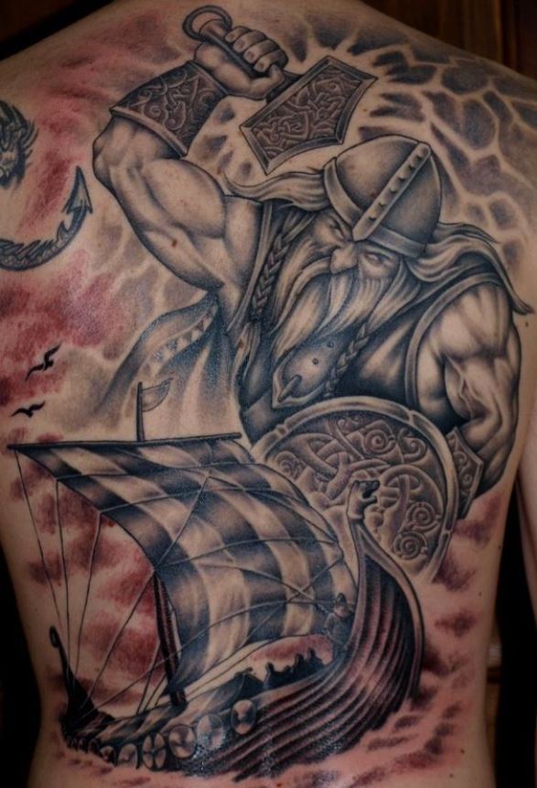 Tatouage Viking Thor Et Drakkar