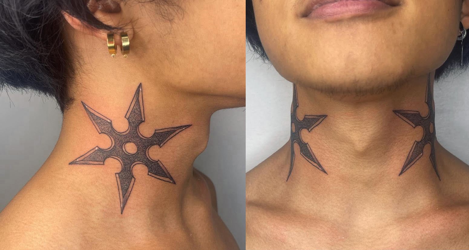 Tatouage étoiles Shuriken Sur Le Cou 