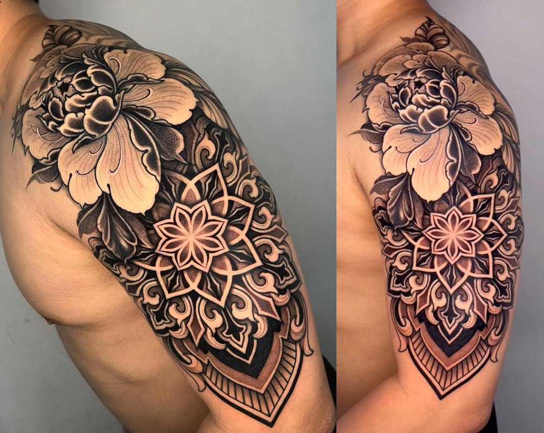 Tatouage Pivoine Et Mandala 