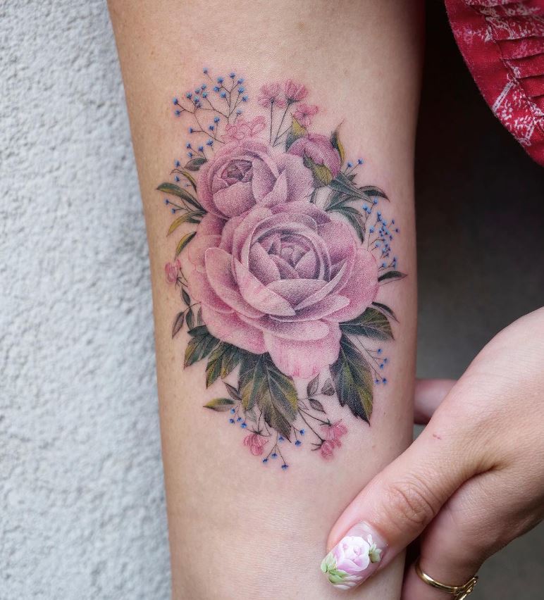  Tatouage Fleurs De Pivoine Violette 