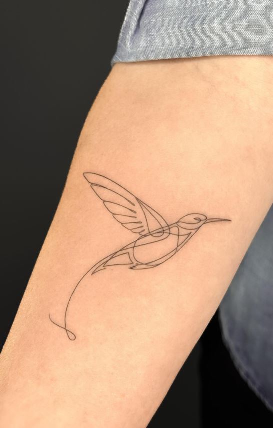 Tatouage Minimilaiste Oiseau Femme En Ligne Fine Continue 