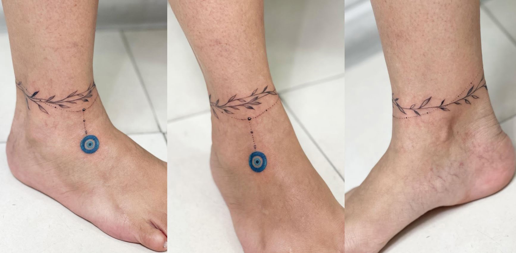 Tatouage œil Suspendu à Un Bracelet De Cheville 