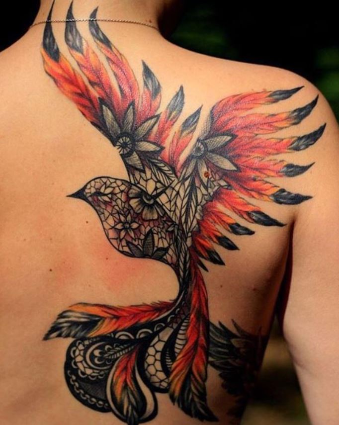  Tatouage Oiseaux Dentelle Femme 