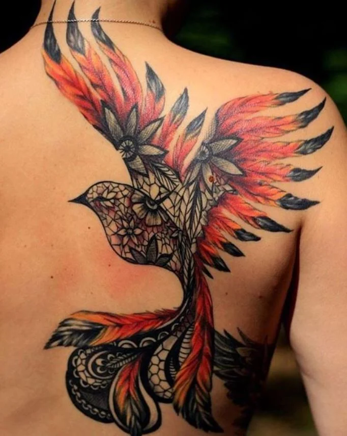 Tatouage Oiseaux Dentelle Femme