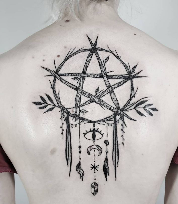 Tatouage étoile Pentacle En Attrape Rêve 