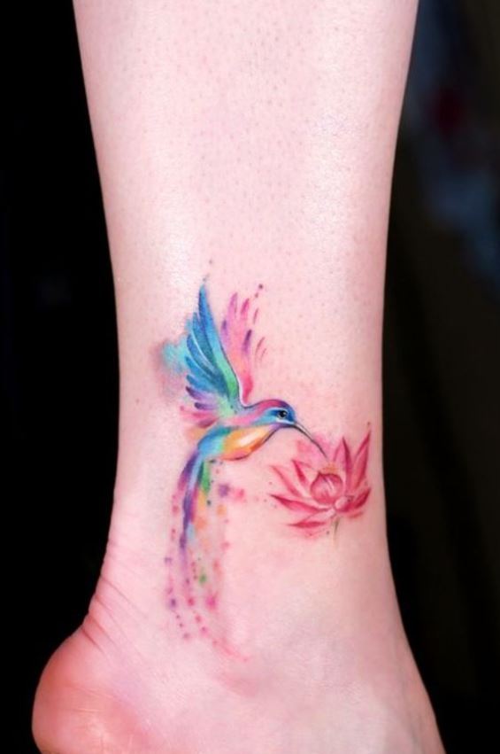 Tatouage Colibri Femme Et Fleur De Lotus