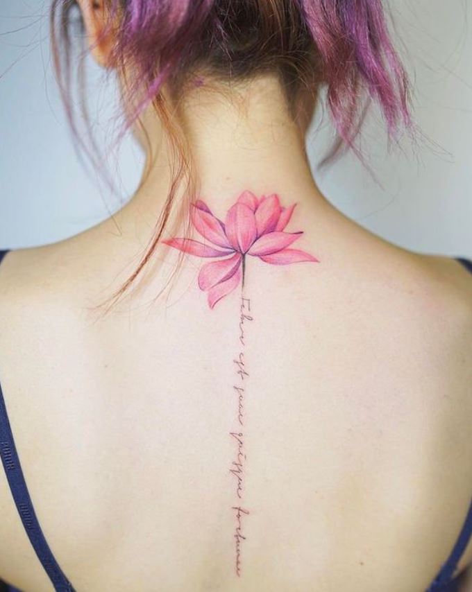 Tatouage Fleur De Lotus Et Phrase