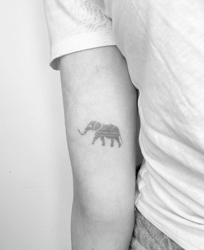 Tatouage éléphant Gris Strié 