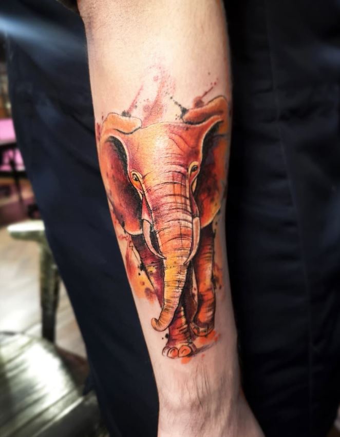 Tatouage éléphant Marron 