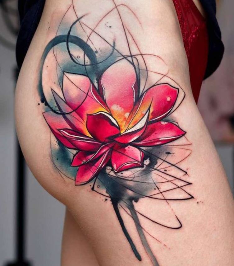 Tatouage Fleur De Lotus Et Gribouillis