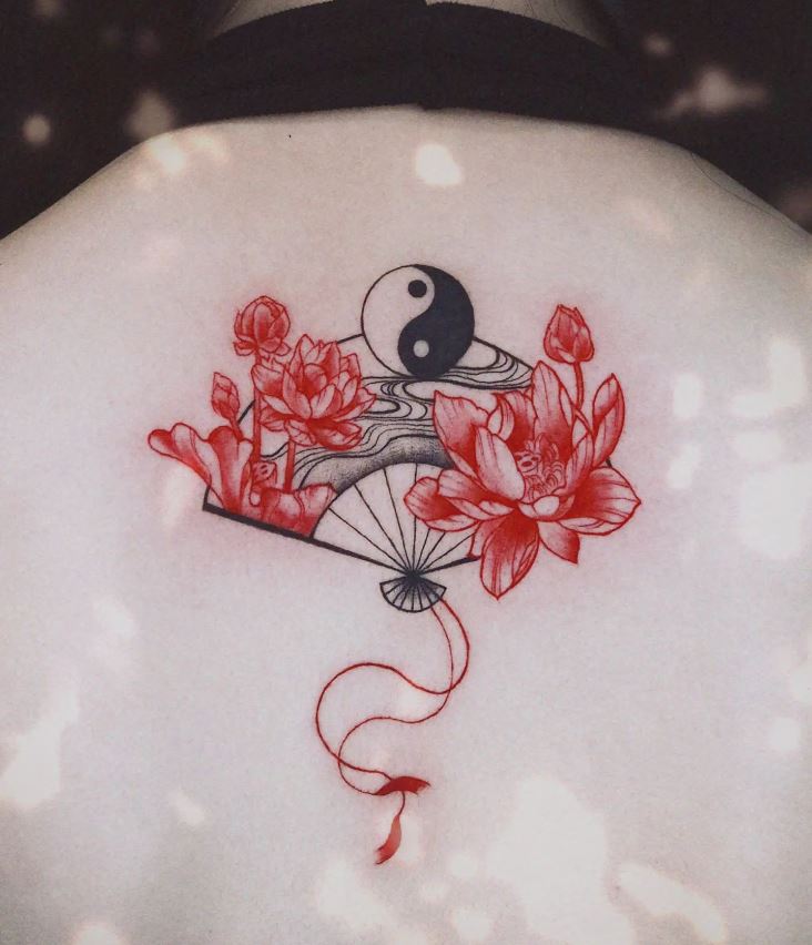 Tatouage Fleurs De Lotus Yin Yang 