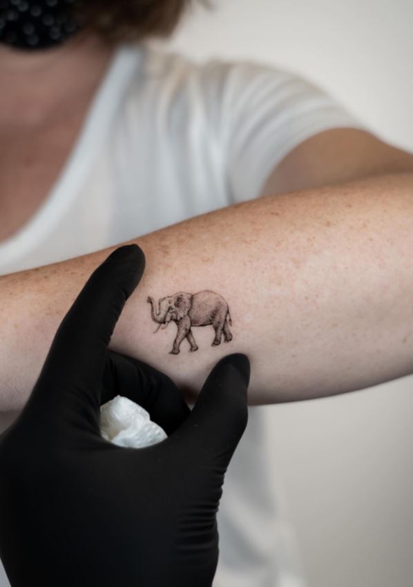 Tatouage Mini éléphant Sur L'avant Bras 