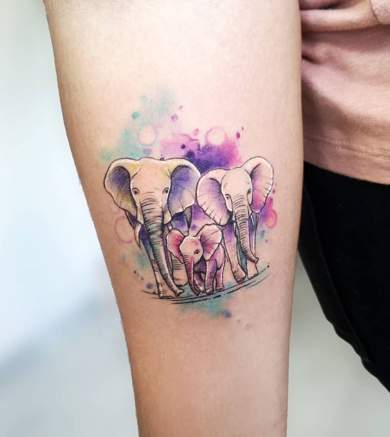 Tatouage Parents Et Bébé éléphant 