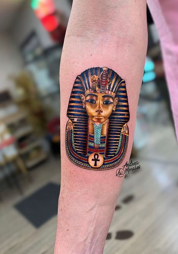 Tatouage égyptien Pharaon Coloré 