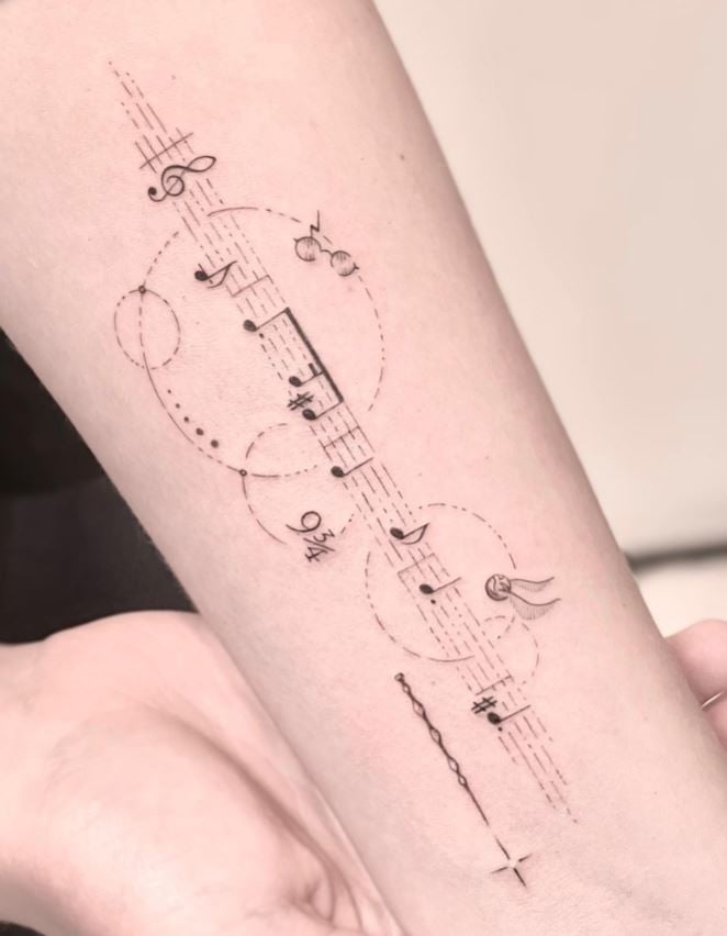 Tatouage Harry Potter Notes De Musique Géométriques