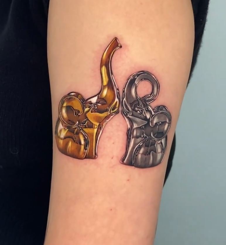 Tatouage éléphants Chromé Et Doré 