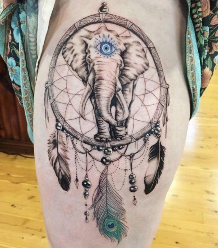 Tatouage éléphant Attrape Rêve 