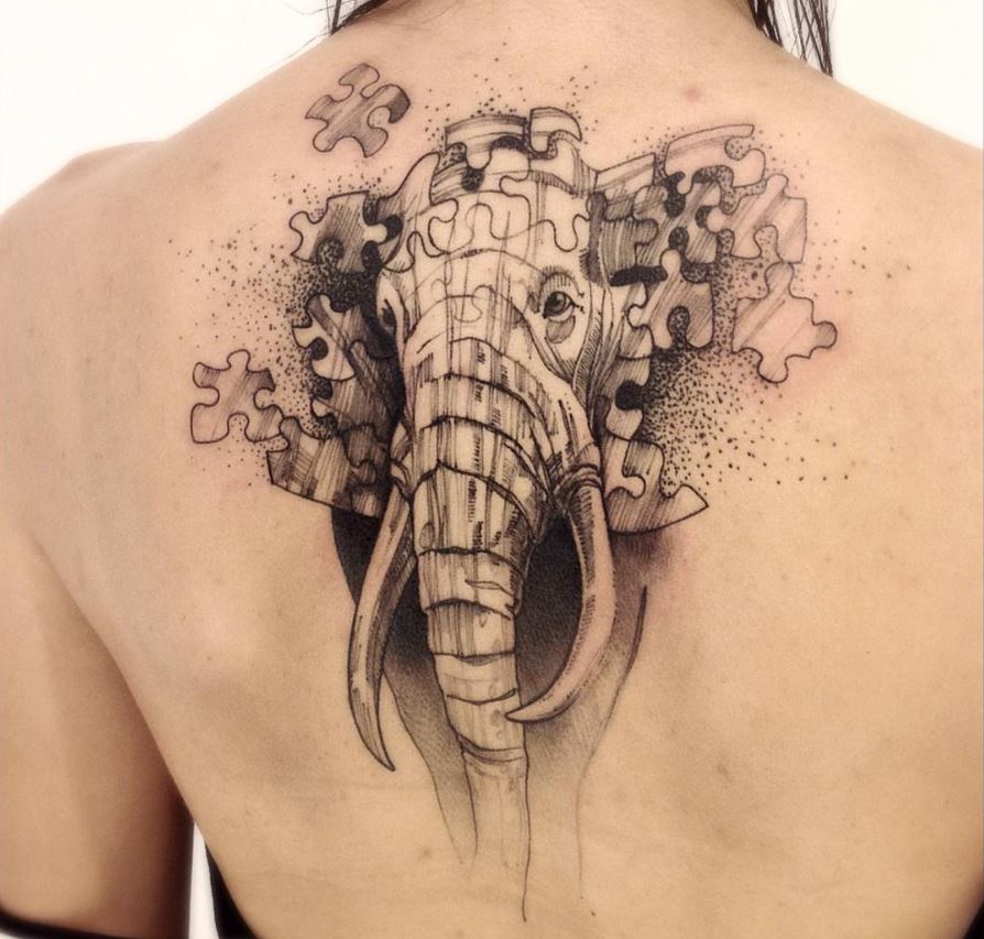 Tatouage éléphant Puzzle 