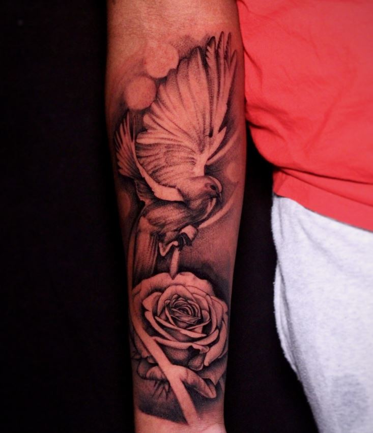 Tatouage Colombe Et Rose 