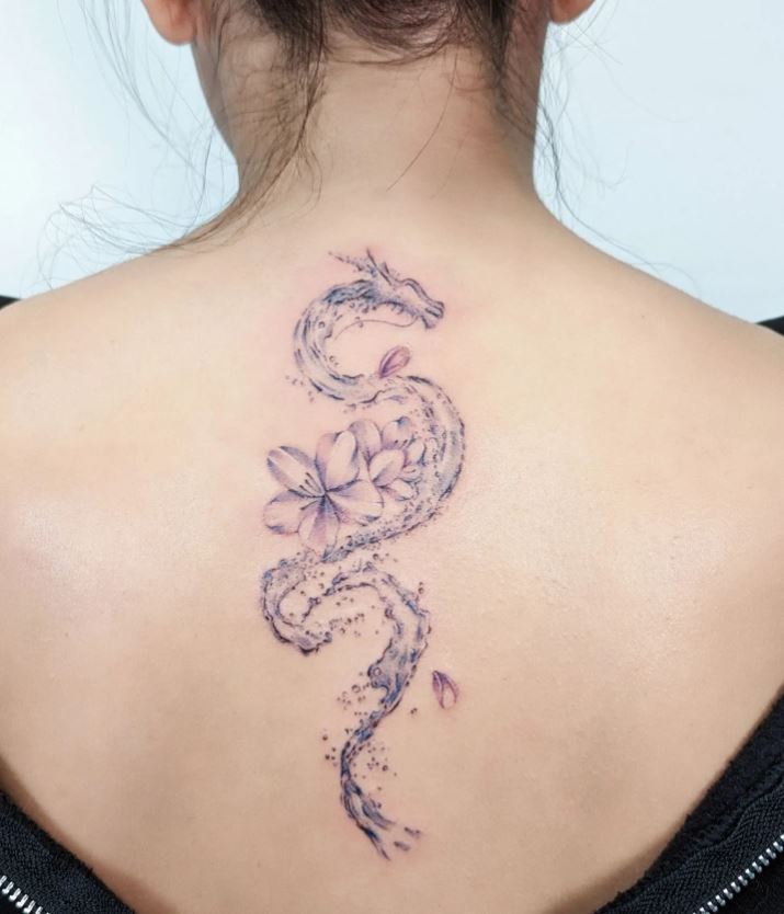 Tatouage Fleur De Cerisier Et Dragon 