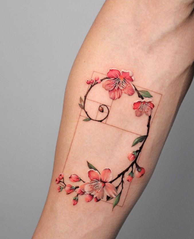 Tatouage Fleur De Cerisier Fibonacci 