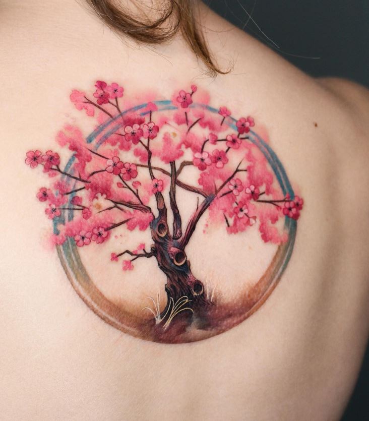 Tatouage Fleur De Cerisier Circulaire 