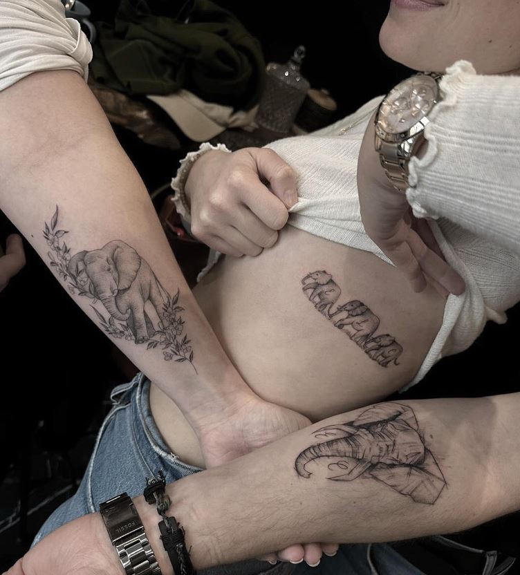 Tatouage Frère Et Sœur Famille D'éléphants