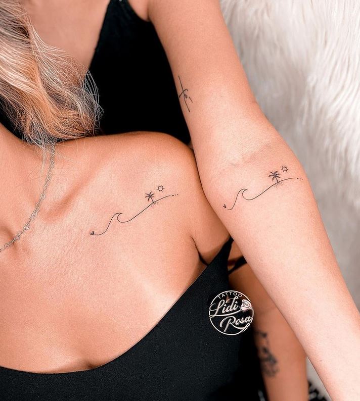 Tatouage Vacances à La Mer Avec Sa Meilleure Amie 