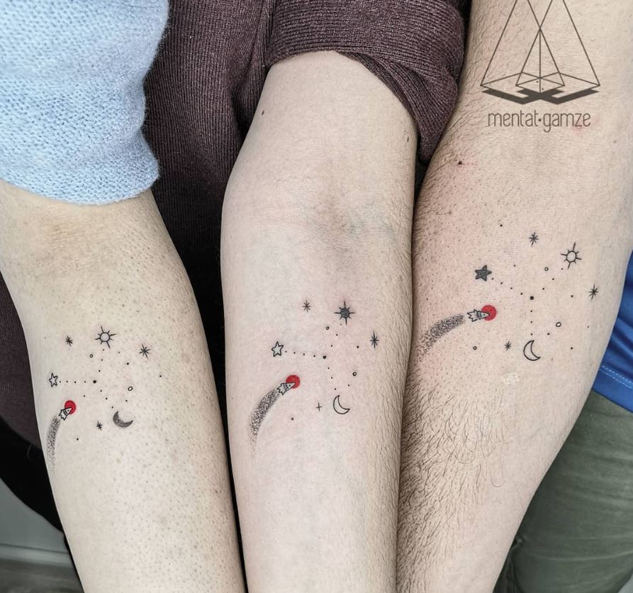 Tatouage Frère Et Sœur Fusée Spatiale 