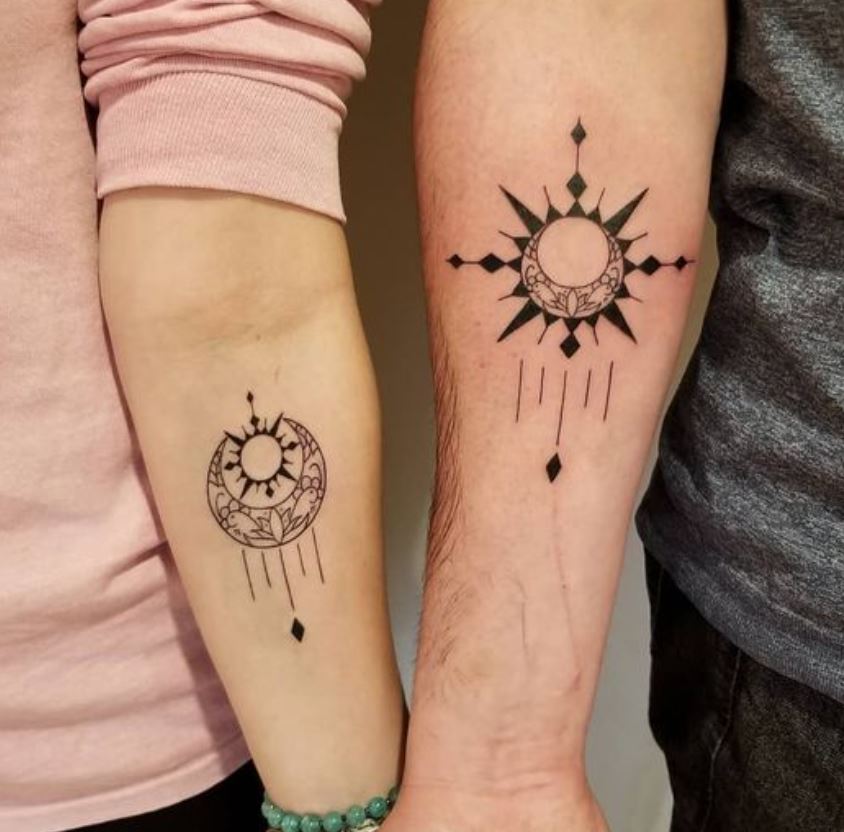 Tatouage Frère Et Sœur Astres Ornementaux 