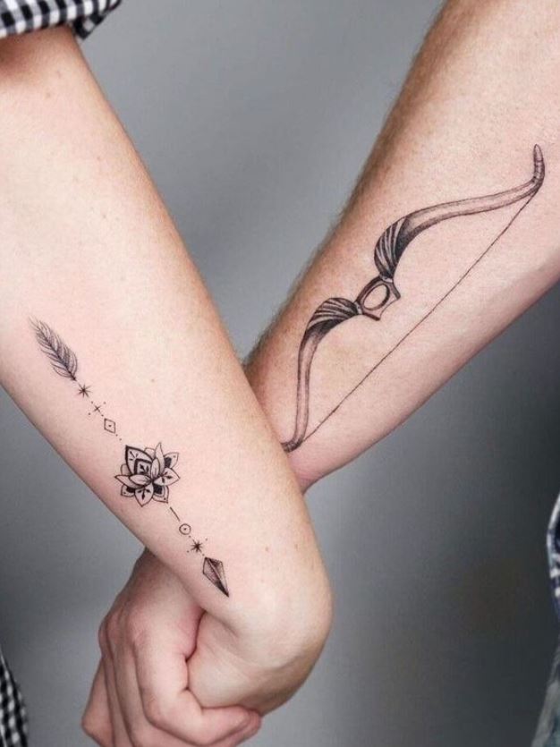 Tatouage Frère Et Sœur Arc Et Flèche Ornementale 