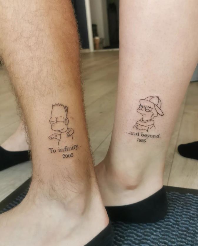 Tatouage Frère Et Sœur Simpson à Lettrage Et Chiffrage 