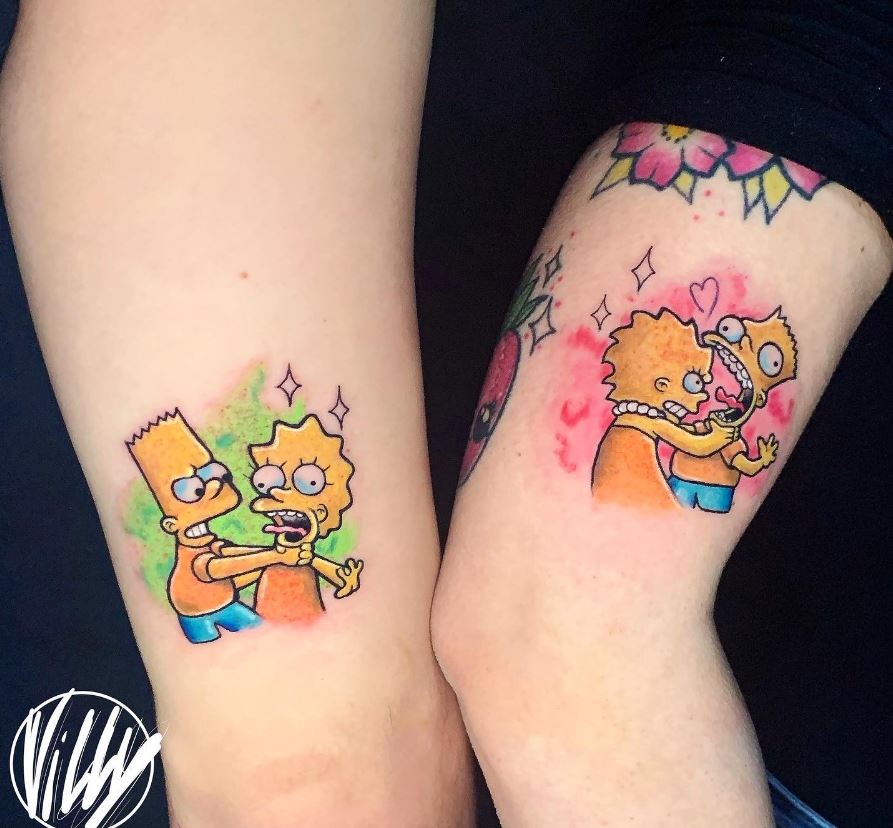Tatouage Frère Et Sœur Bart Et Lisa Simpson 