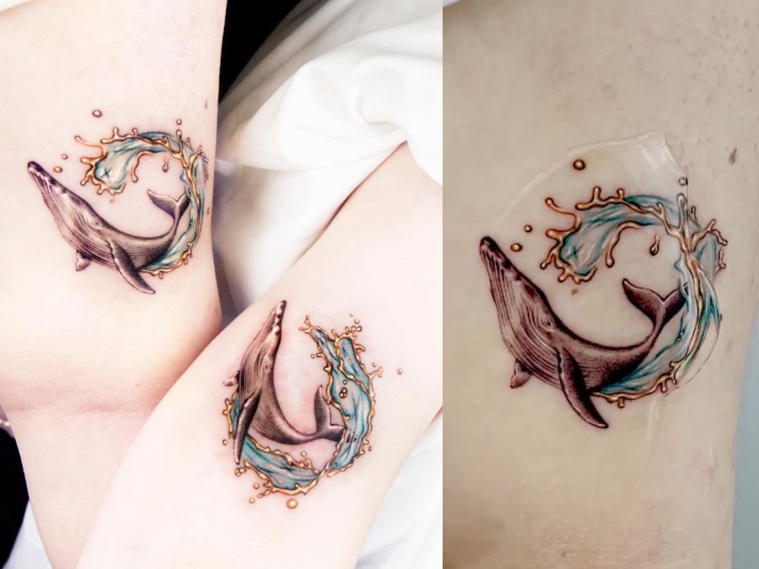 Tatouage Meilleure Amie Baleine Et Vague 