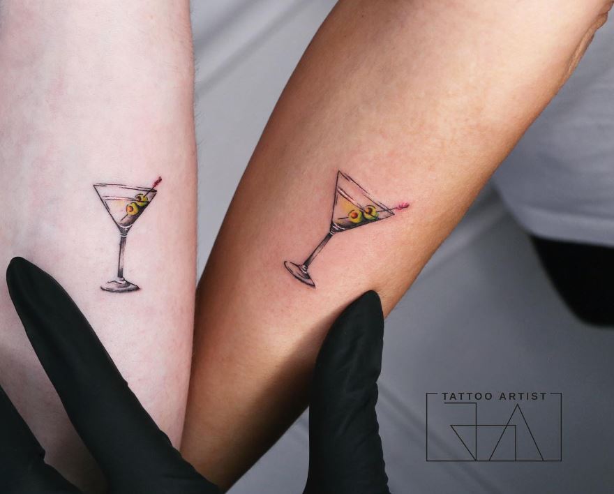 Tatouage Frère Et Sœur Verre De Martini