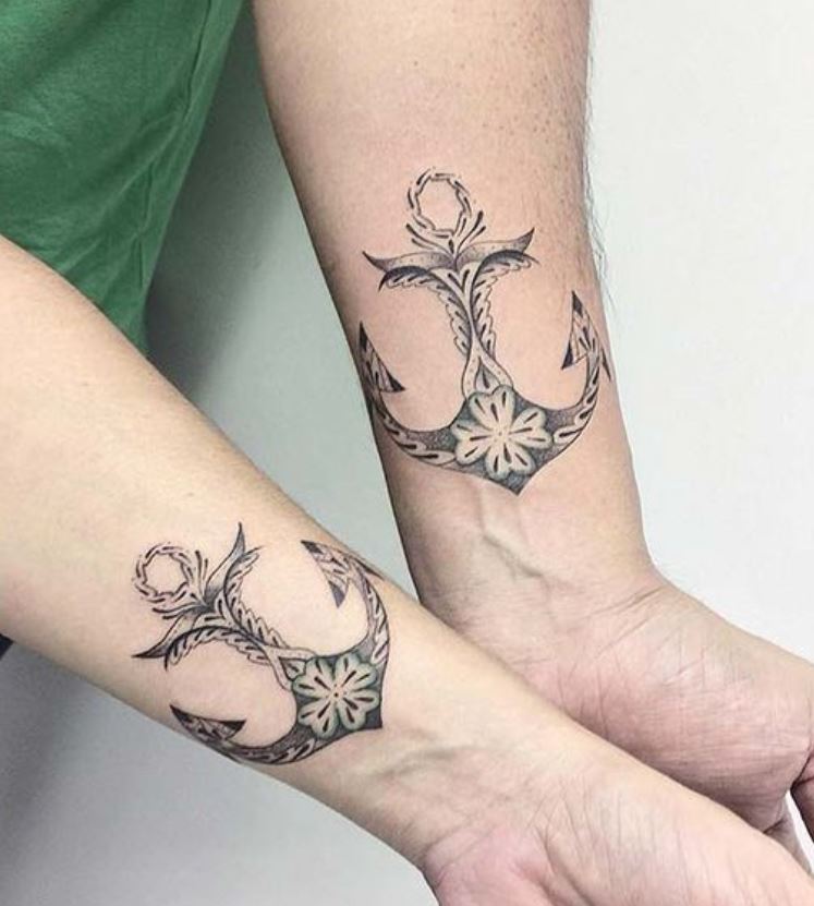 Tatouage Frère Et Sœur Ancre Stylisée 