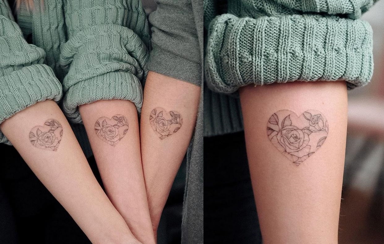 Tatouage Cœur Floral Pour Meilleure Amie 