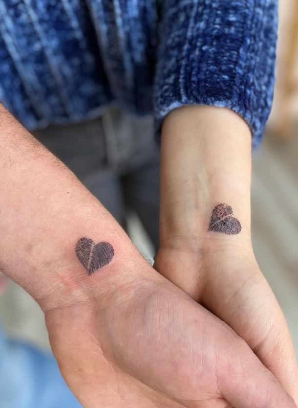 Tatouage Frère Et Sœur Cœur D'empreinte 