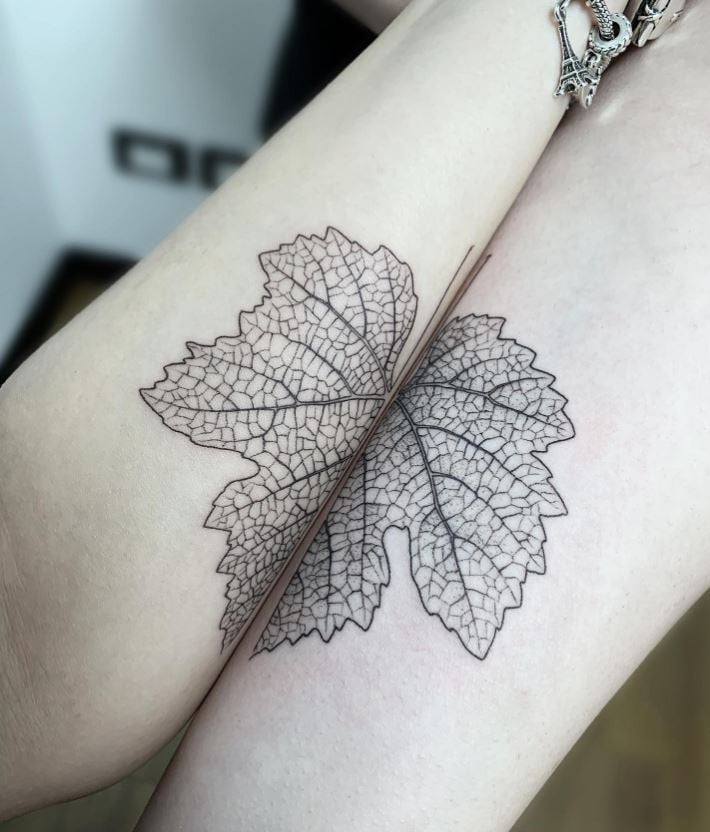 Tatouage Meilleure Amie Feuille D'érable Complémentaire 