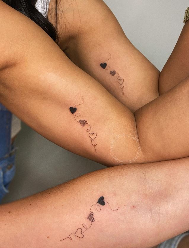 Tatouage Frère Et Sœur Trio De Cœurs 