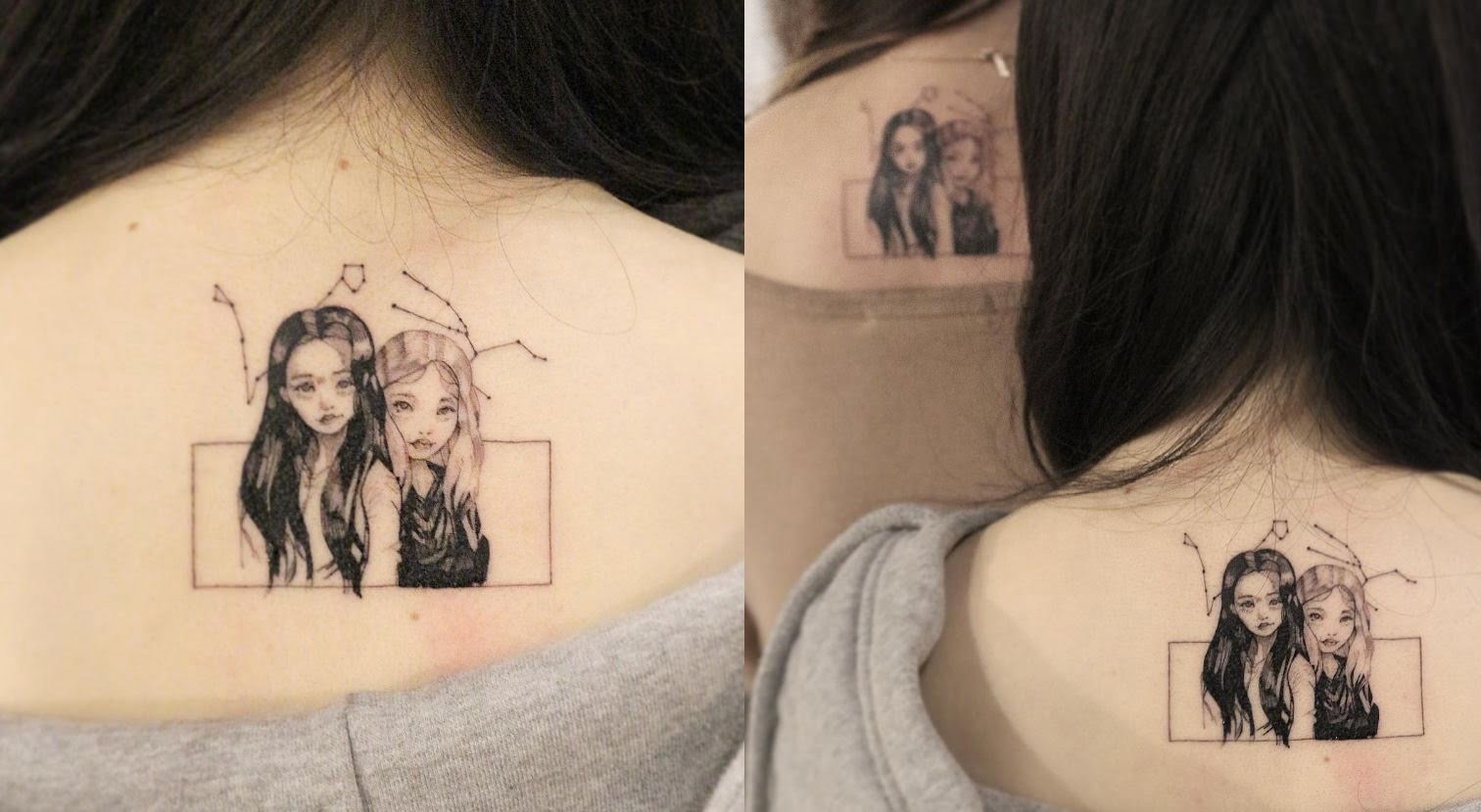 Tatouage Portrait De Meilleures Amies Et Constellations 